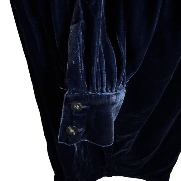 Sundance Hendrix Velvet Shirt Dress Womens XXL Silk Rayon Paris Night Blue Relax - Picture 6 of 11